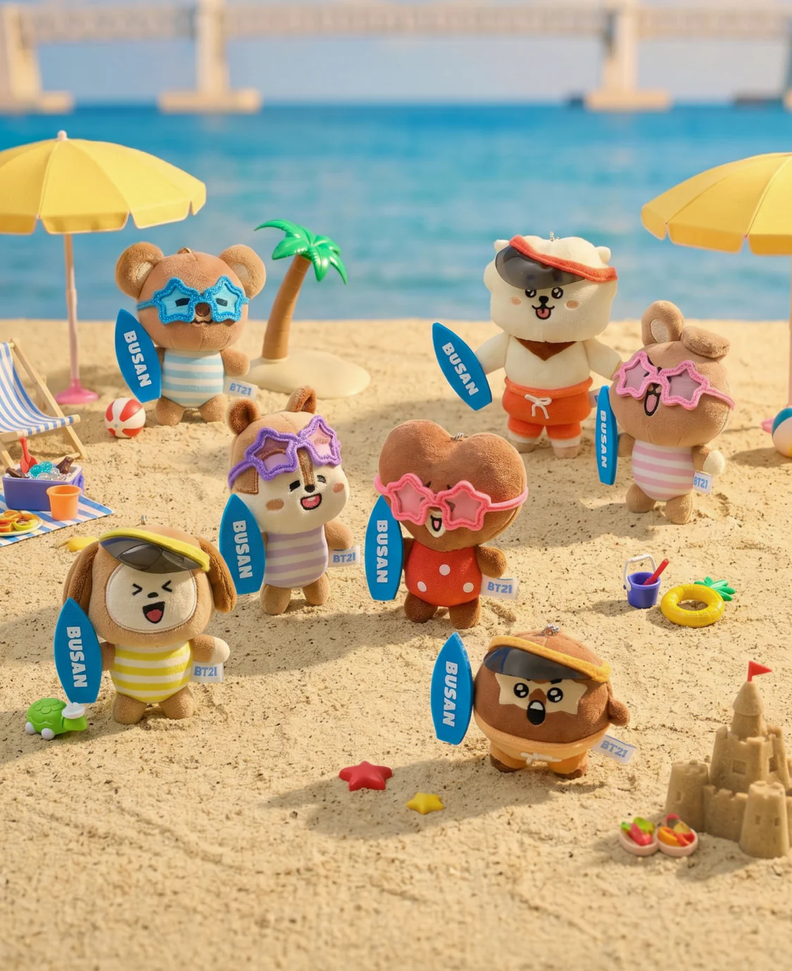 BT21 釜山バカンスぬいぐるみキーリング - XIMERCE